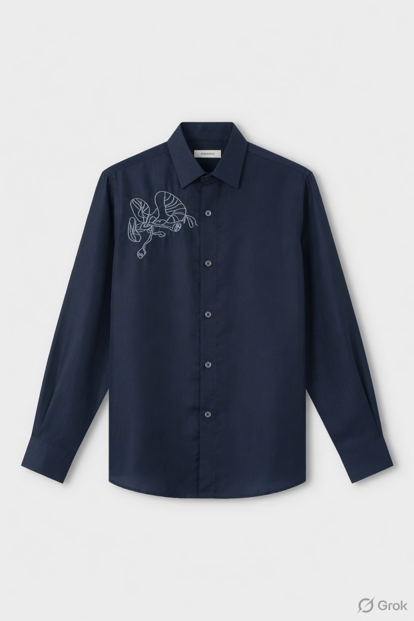 Blue Embroidered Silk shirt - cloth image 1